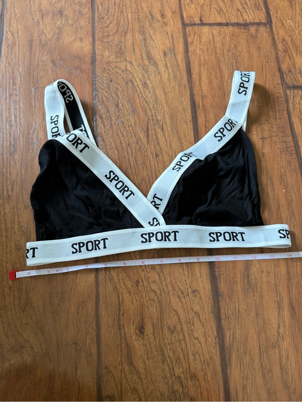 Source Unknown Black Bralette with White SPORT Elastic